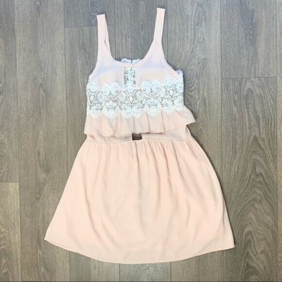 For Love & Lemons Sienna Mini Dress Keyhole Lace Dusty Rose Pink Size Small - Picture 4 of 16